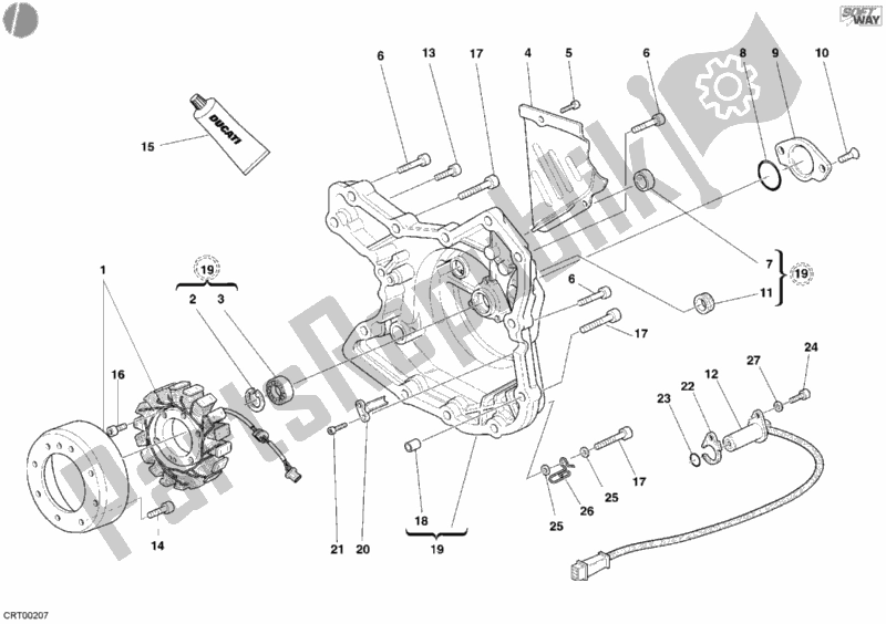 All parts for the Generator Cover of the Ducati Monster 620 Dark Single Disc 2005